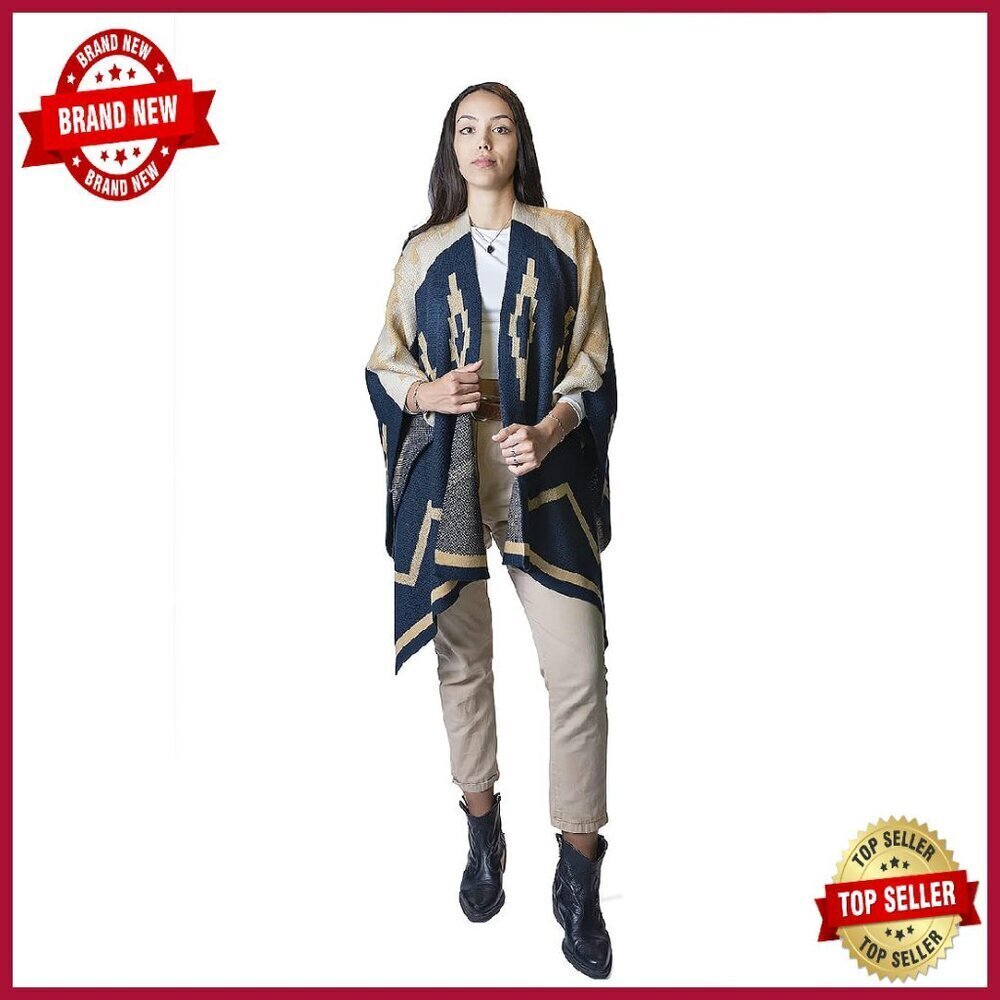 Premium Merino Wool Ruana Poncho Shawl Wrap Winter Warmth
